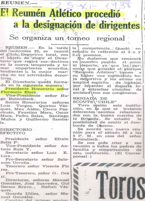 Diario El Correo de Valdivia 1938